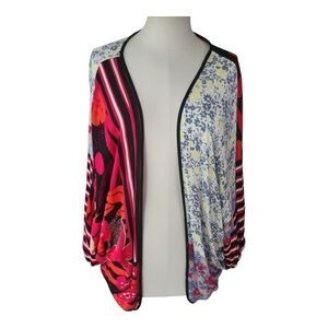 Anna & Ava Multicolor Open Front Kimono Cardigan OS Viscose